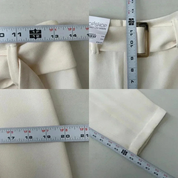 Topshop Trousers Jodi Tapered Leg High Waisted Belted Pants Ivory Size 4 NWT - Picture 12 of 16